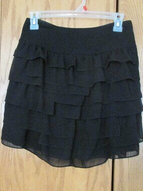 EXPRESS WOMEN'S JUNIOR'S SIZE 00 SKIRT BLACK RUFFLE TIERED BALLETCORE CREPE DE C